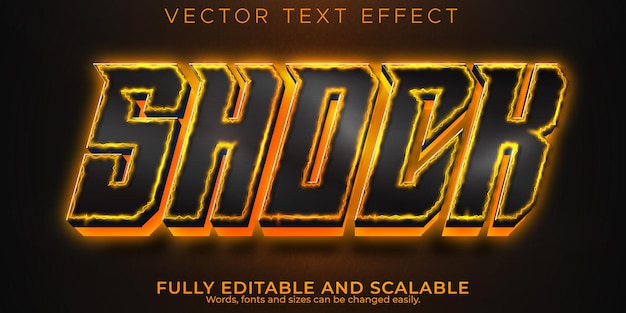 Shock fire text effect, editable electric and energy text style