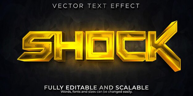 Shock metallic text effect, editable future and cyber text style