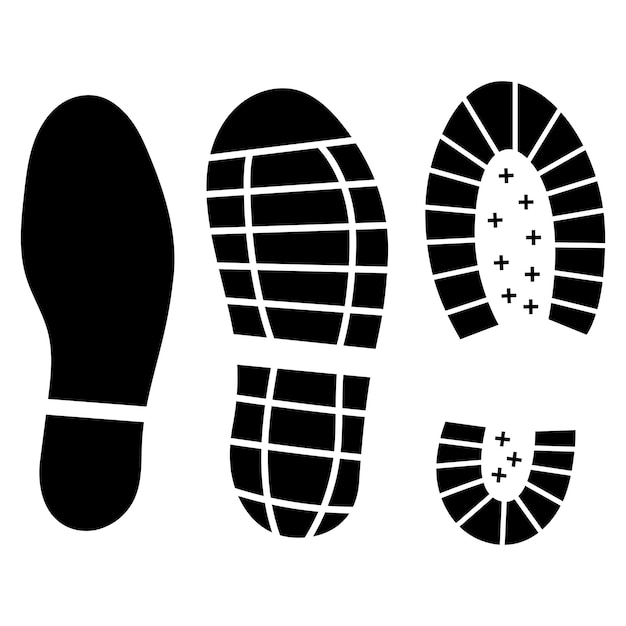 Бесплатное векторное изображение Набор глифов с отпечатками обуви