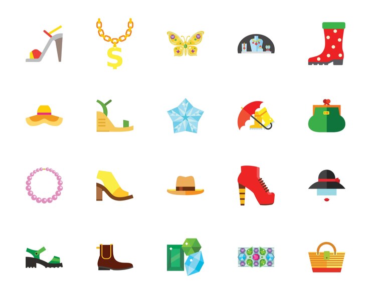 Free Vector shoes and accessories creative icon set