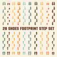 Vettore gratuito scarpe footprints colorful tracks set