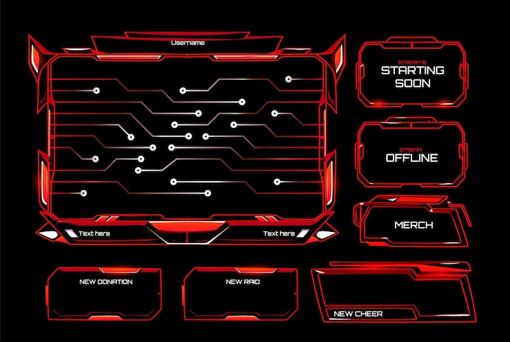 Free Vector shooter game and streaming red frame