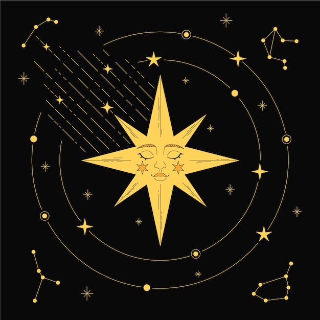 Illustrazione del disegno della stella cadente