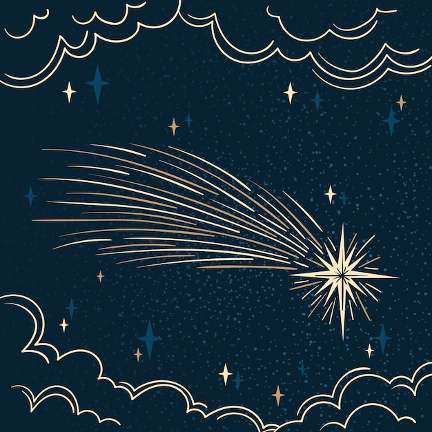 Free vector shooting star drawing illustration