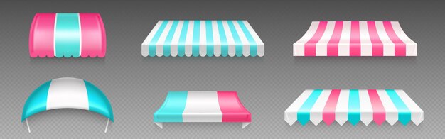 Free vector shop cafe or market canopy striped awning