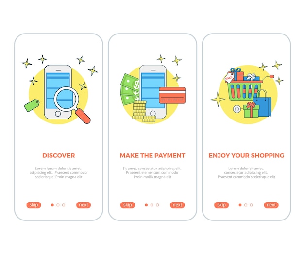 Shop cart product screen application Search and payment app