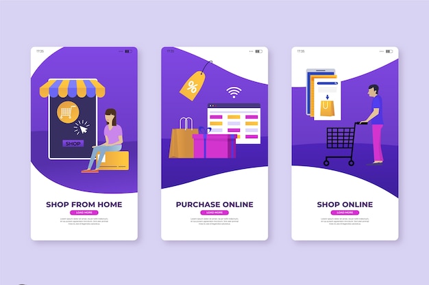 Shop from home mobile app screens