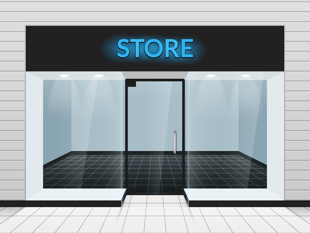 Shop front or store front view illustration. template of design fashion store facade