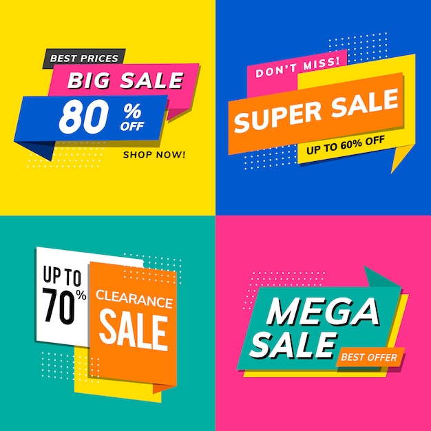 Shop sale promotion advertisements vector set