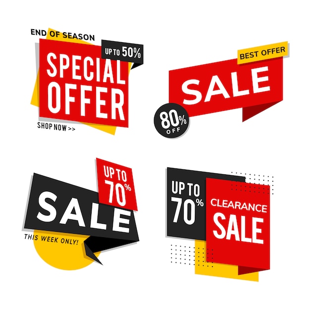 Shop sale promotion advertisements vector set