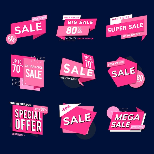 Free vector shop sale promotion advertisements vector set
