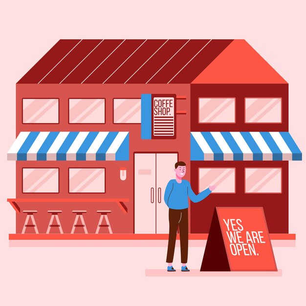 Shop with open sign illustration