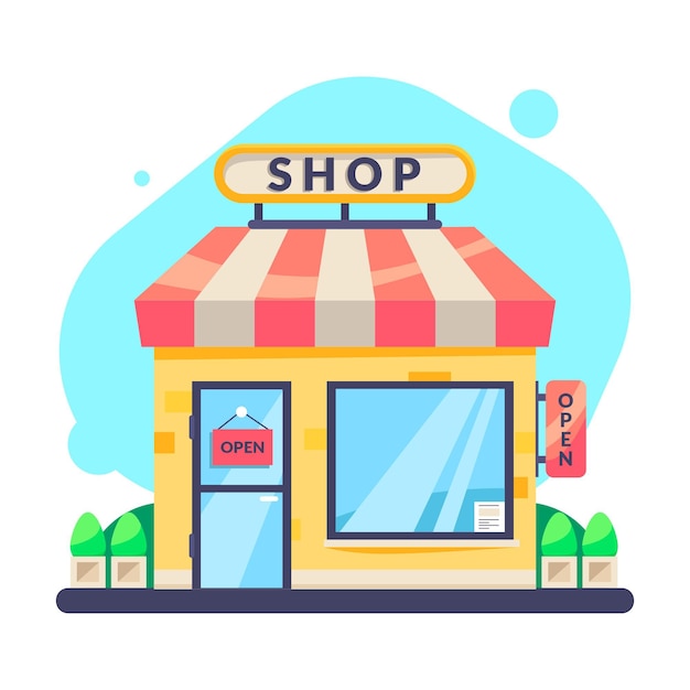 Free vector shop with the sign open design