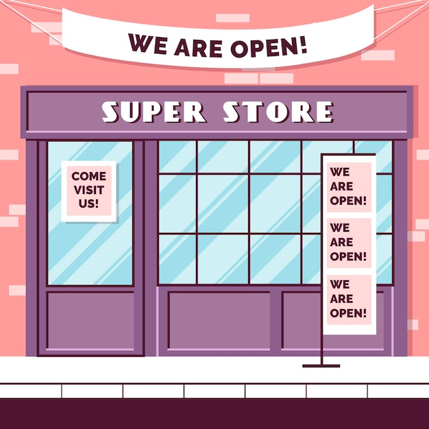 Free vector shop with the sign we are open