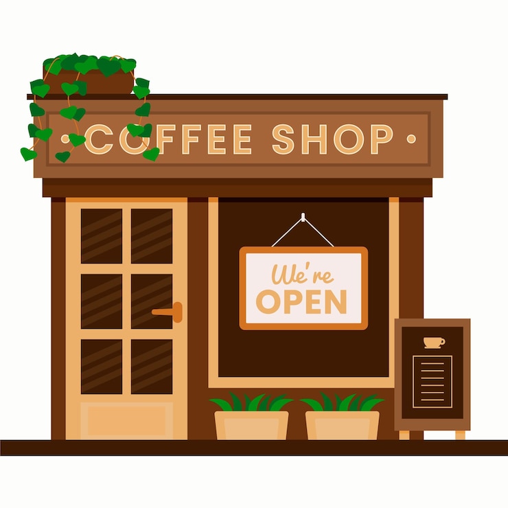 Free Vector shop with the sign we are open