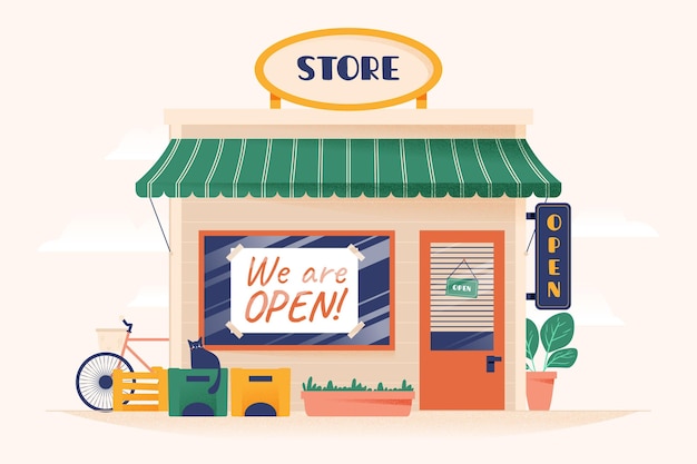 Free vector shop with the sign we are open