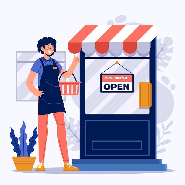 Free vector shop with we are open sign