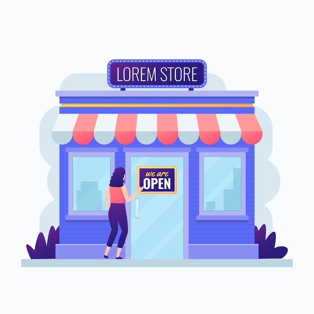 Free vector shop with we are open sign