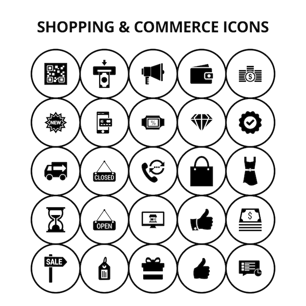 Бесплатное векторное изображение Значки покупок и торговли