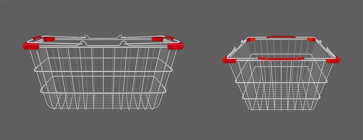 Free Vector shopping basket front and side view empty cart