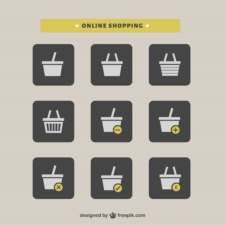 Free Vector shopping basket online shopping set