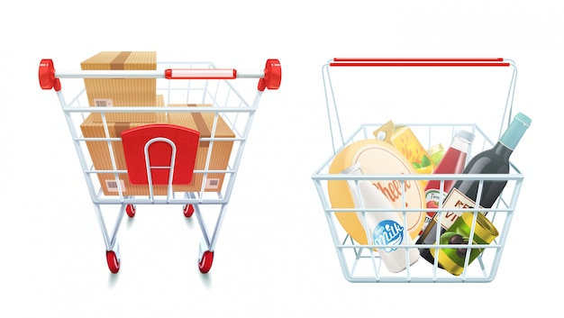 Shopping cart and basket set