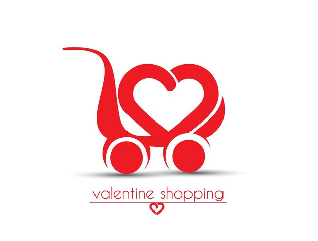 Корзина значок для фона сердца магазина подарков Валентина, векторные иллюстрации.