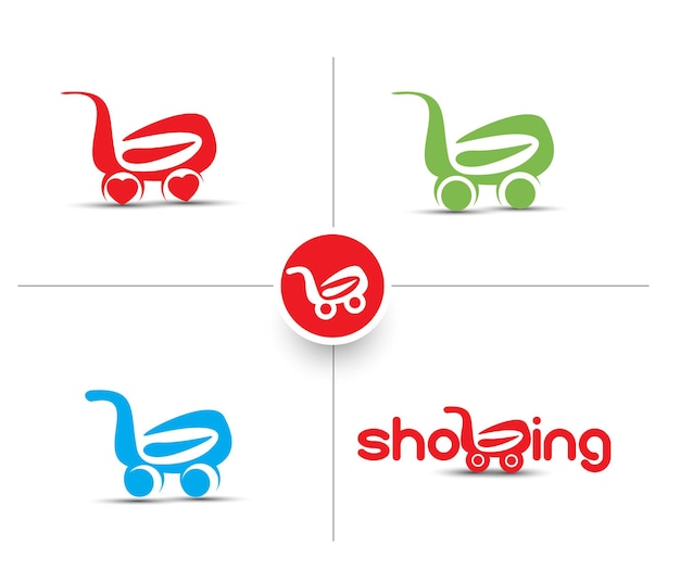 Логотип корзины покупок, дизайн корзины для покупок векторные иллюстрации