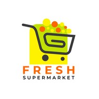 shopping cart supermarket logo template