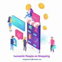 Free vector shopping concept with people in isometric view