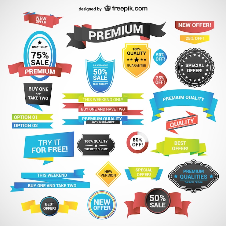 Free Vector shopping discount labels