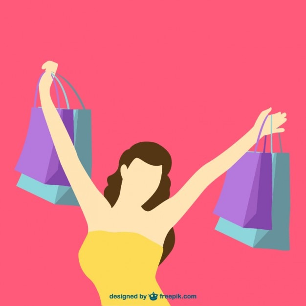 Free vector shopping girl silhouette