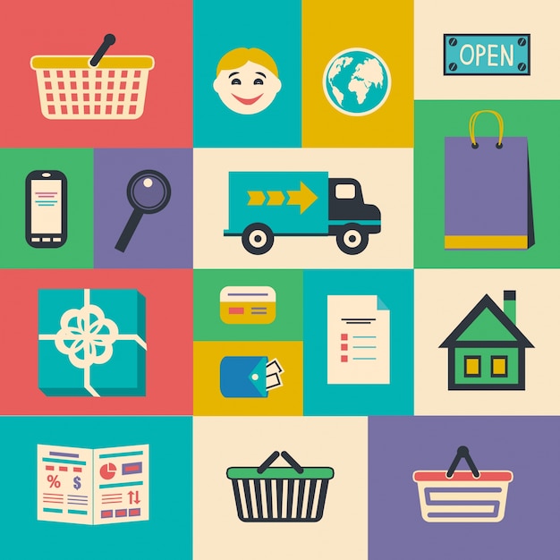 Free vector shopping icons collection