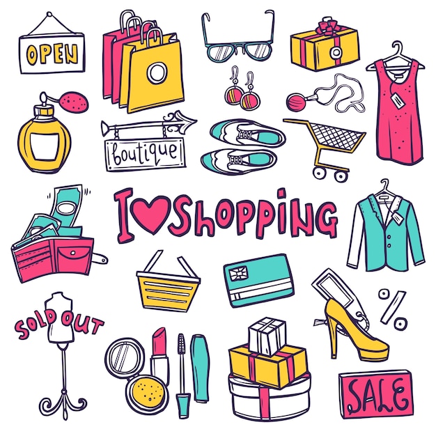 Free vector shopping icons set