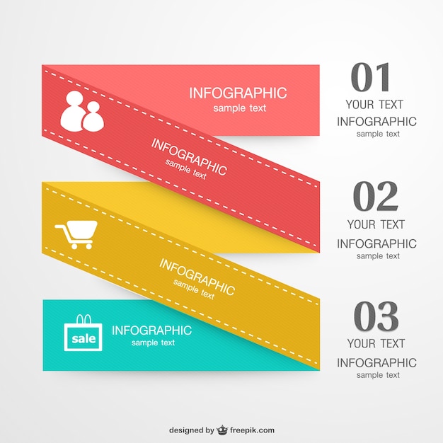 Shopping Infographic in Red, Yellow and Blue – Free Vector Download