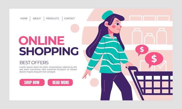 Shopping landing page design