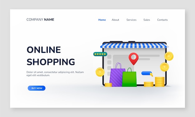 Free vector shopping landing page design