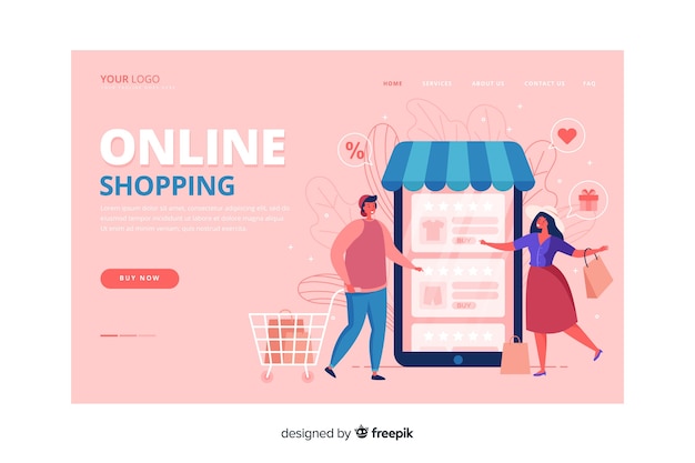 Shopping landing page flat style