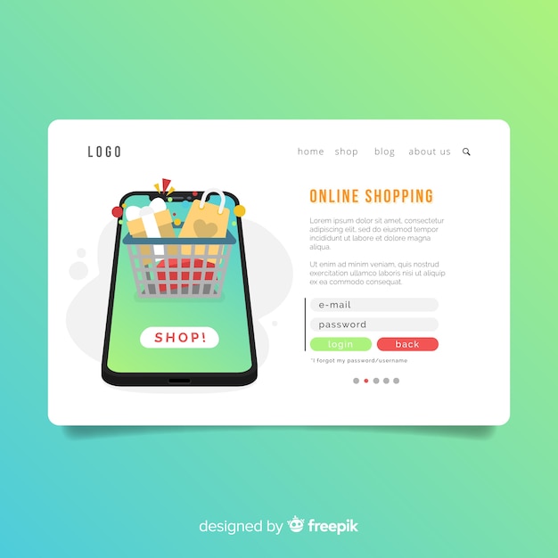 Shopping landing page template