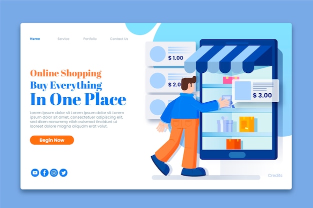 Shopping landing page template