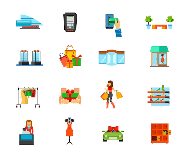 Shopping mall icon set