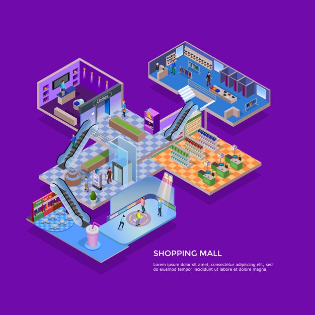 Shopping Mall Isometric Concept