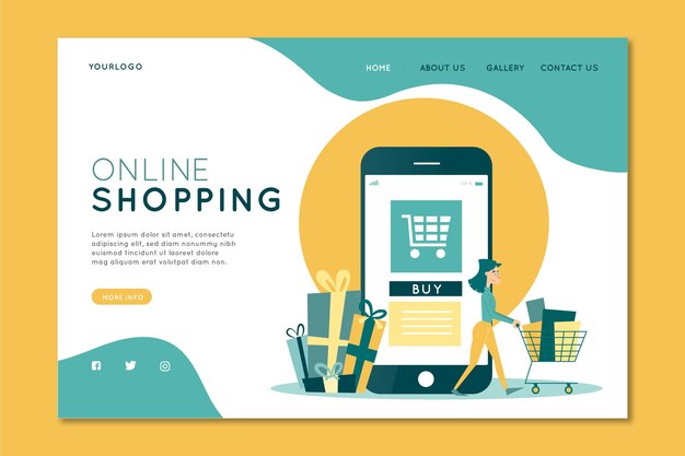 Vettore gratuito shopping landing page design piatto online