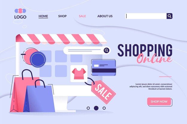 Shopping online landing page concept