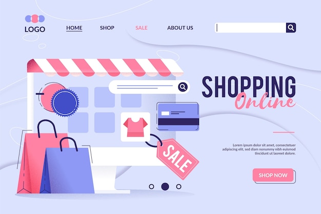 Shopping online landing page concept