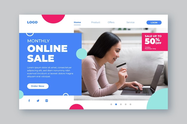 Shopping online landing page concept