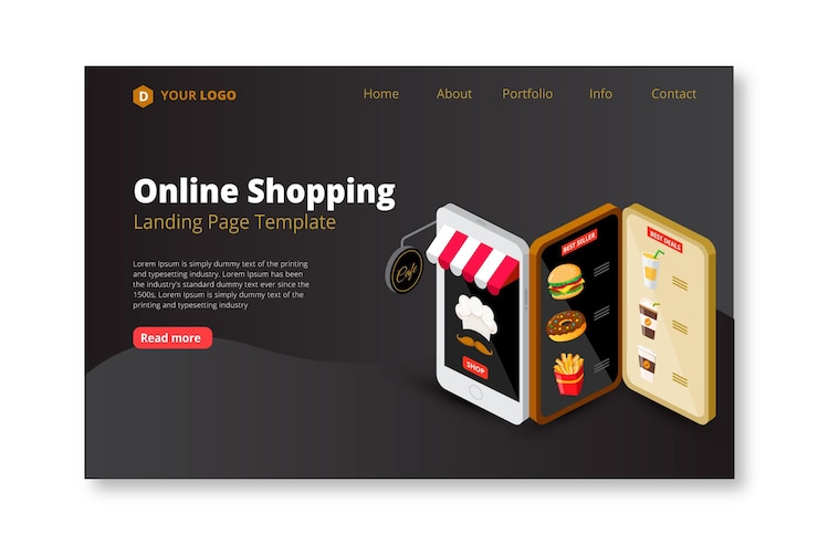 Free Vector shopping online landing page concept