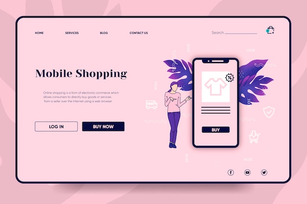 Shopping online landing page concetto