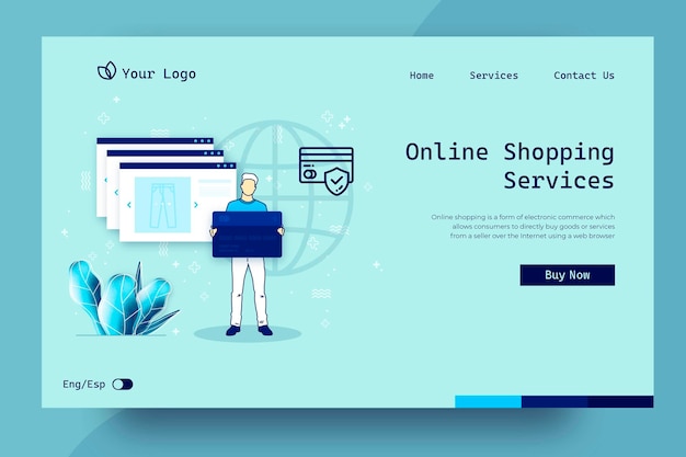 Free vector shopping online landing page concept