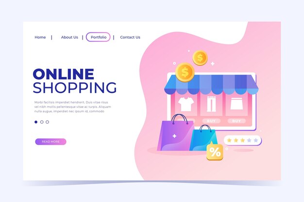 Shopping online landing page in flat design